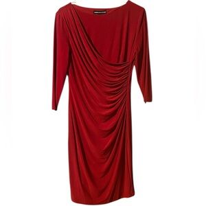 American Living Red Shirred Midi Dress